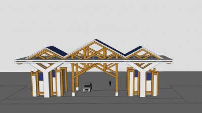 简易大门第三弹完整SU模型下载_sketchup草图大师SKP模型