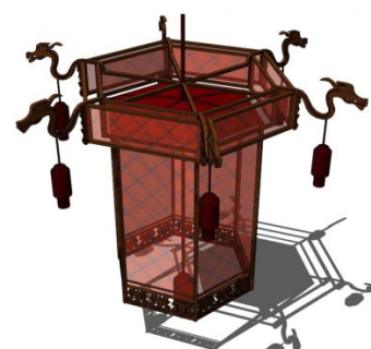 中式红色婚庆灯笼SU模型下载_sketchup草图大师SKP模型