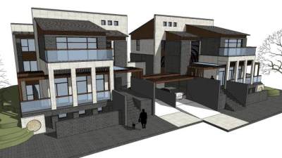 经典新中式风格别墅SU模型下载_sketchup草图大师SKP模型