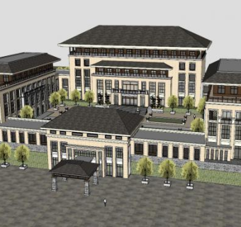 生态酒店度假会所SU模型下载_sketchup草图大师SKP模型