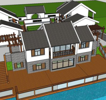 古建筑四合院别墅SU模型下载_sketchup草图大师SKP模型
