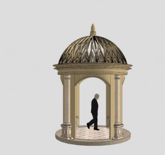 园林景观亭子SU模型下载_sketchup草图大师SKP模型