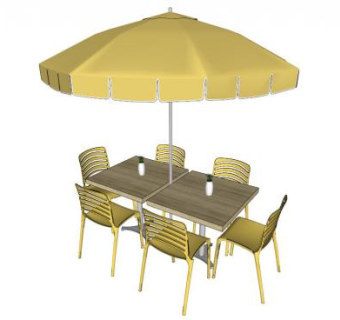 户外遮阳伞桌椅SU模型下载_sketchup草图大师SKP模型