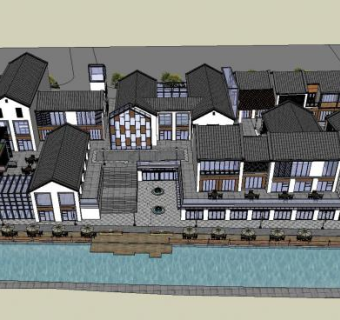 中式风格建筑商业街方案SU模型