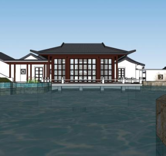 某山庄建筑模型仿古SU模型下载_sketchup草图大师SKP模型