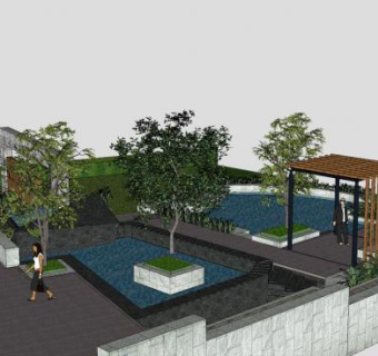 庭院景观组团树木SU模型下载_sketchup草图大师SKP模型