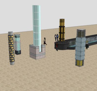 室外灯柱灯具景观SU模型下载_sketchup草图大师SKP模型