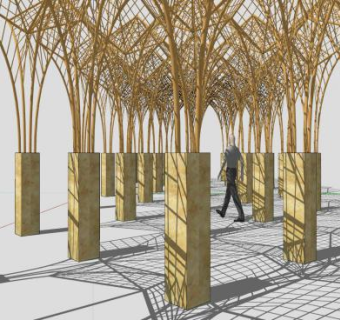 廊架现代景观SU模型下载_sketchup草图大师SKP模型