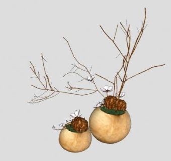 室内盆栽植物花盆SU模型下载_sketchup草图大师SKP模型