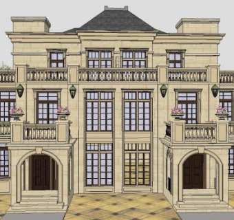 法式风格别墅住宅建筑SU模型