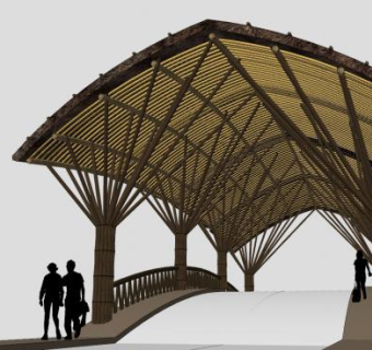 古代木质拱桥SU模型下载_sketchup草图大师SKP模型