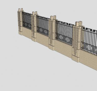 翠湖天地围墙围栏SU模型下载_sketchup草图大师SKP模型