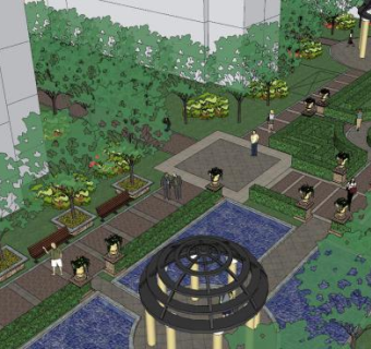 小区景观庭院设计方案表现SU模型