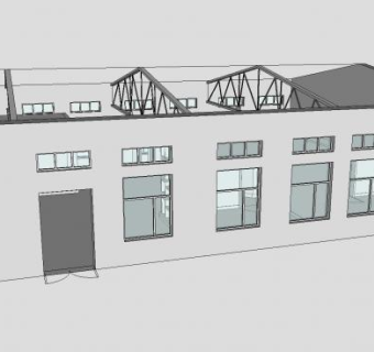 现代工厂厂房SU模型