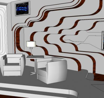 艺术室内展厅装修SU模型下载_sketchup草图大师SKP模型