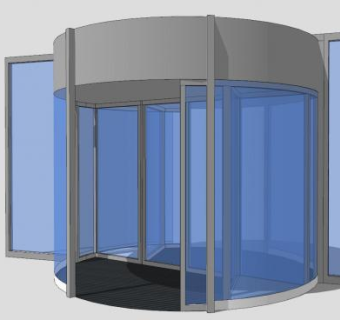 商场旋转五金玻璃门SU模型下载_sketchup草图大师SKP模型