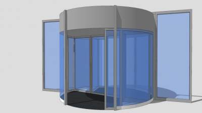 商场旋转五金玻璃门SU模型下载_sketchup草图大师SKP模型