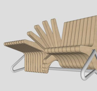 创意 木座椅SU模型下载_sketchup草图大师SKP模型