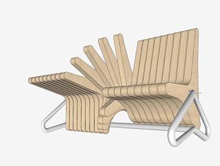 创意 木座椅SU模型下载_sketchup草图大师SKP模型