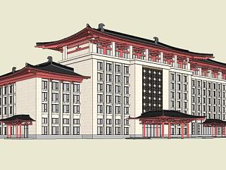 新中式办公楼行政办公建筑SU模型下载_sketchup草图大师SKP模型