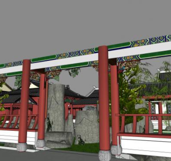 清式古典园林景观建筑SU模型