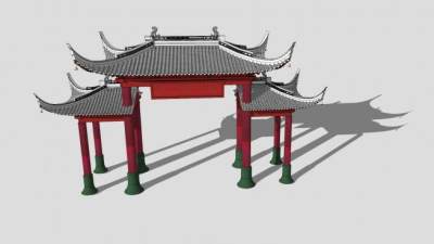 古建大门SU模型下载_sketchup草图大师SKP模型