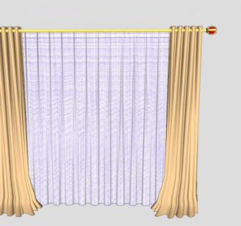 素色双层淡雅窗帘SU模型下载_sketchup草图大师SKP模型