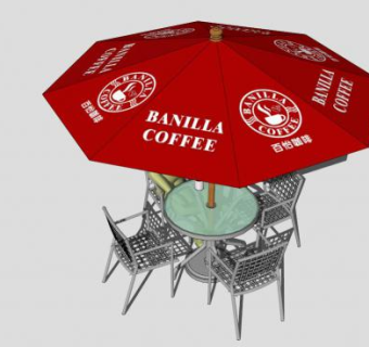 咖啡店休闲室外桌椅SU模型下载_sketchup草图大师SKP模型