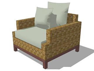 单人沙发室内家具SU模型下载_sketchup草图大师SKP模型