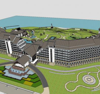 天域酒店东南亚风格SU模型下载_sketchup草图大师SKP模型