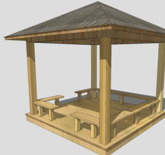 亭子木质凉亭SU模型