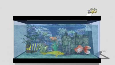 金鱼缸家庭室内SU模型下载_sketchup草图大师SKP模型