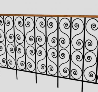 阳台S形铁艺栏杆围栏SU模型下载_sketchup草图大师SKP模型