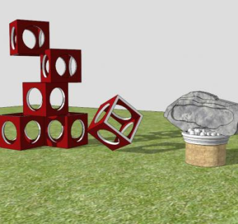 两小品模型艺术雕塑SU模型下载_sketchup草图大师SKP模型