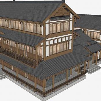 不错的南方古建(二进院)SU模型下载_sketchup草图大师SKP模型