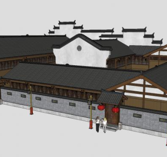 南方古建（套院）建筑住宅SU模型