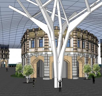 南洋风格商业街步行街建筑SU模型下载_sketchup草图大师SKP模型
