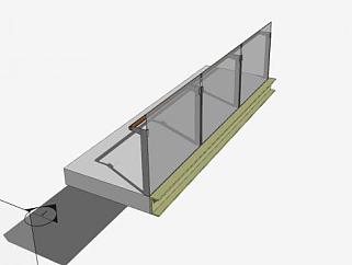 玻璃栏板阳台SU模型下载_sketchup草图大师SKP模型