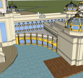 蒙古民族风格旅游酒店4层地方民族SU模型下载_sketchup草图大师SKP模型
