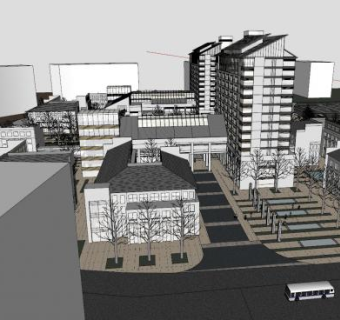 一个商业广场SU模型下载_sketchup草图大师SKP模型