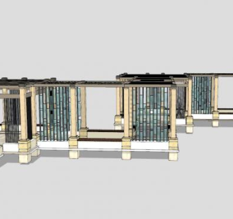 廊架现代景观庭院SU模型