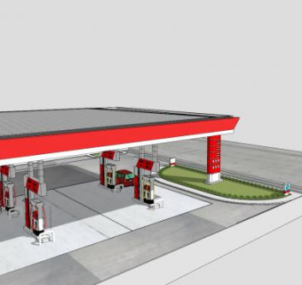 加油站欧式公路边SU模型下载_sketchup草图大师SKP模型