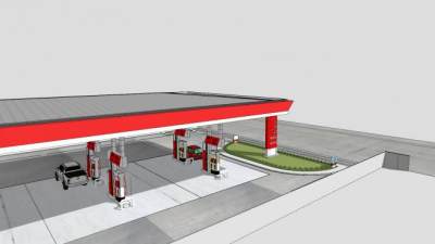 加油站欧式公路边SU模型下载_sketchup草图大师SKP模型