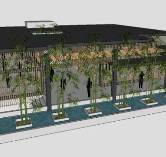 竹艺馆会所建筑SU模型下载_sketchup草图大师SKP模型