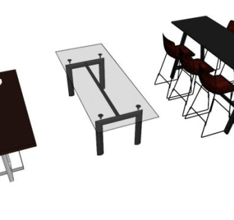 家庭的小吧台餐桌椅SU模型下载_sketchup草图大师SKP模型