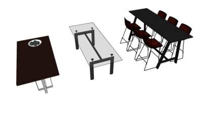 家庭的小吧台餐桌椅SU模型下载_sketchup草图大师SKP模型