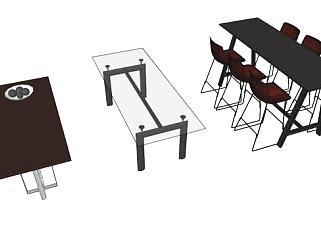 家庭的小吧台餐桌椅SU模型下载_sketchup草图大师SKP模型