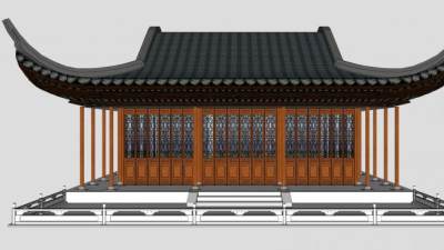 中式风格苏州古建筑花篮亭SU模型下载_sketchup草图大师SKP模型