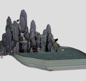 假山景观SU模型下载_sketchup草图大师SKP模型