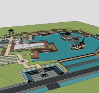 滨水公园广场景观SU模型